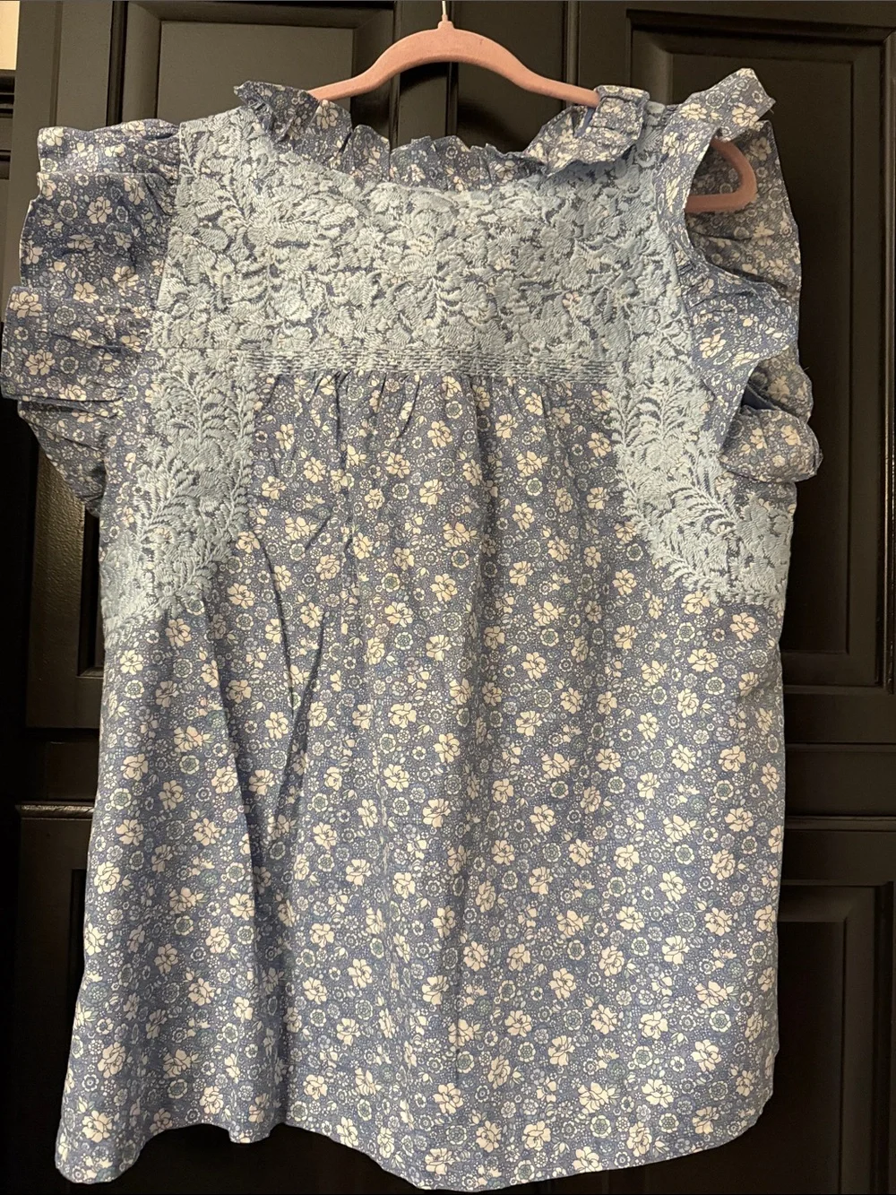 J. Marie Light Blue Floral Lace-Trim Sleeveless Blouse size XL - Picture 2 of 4